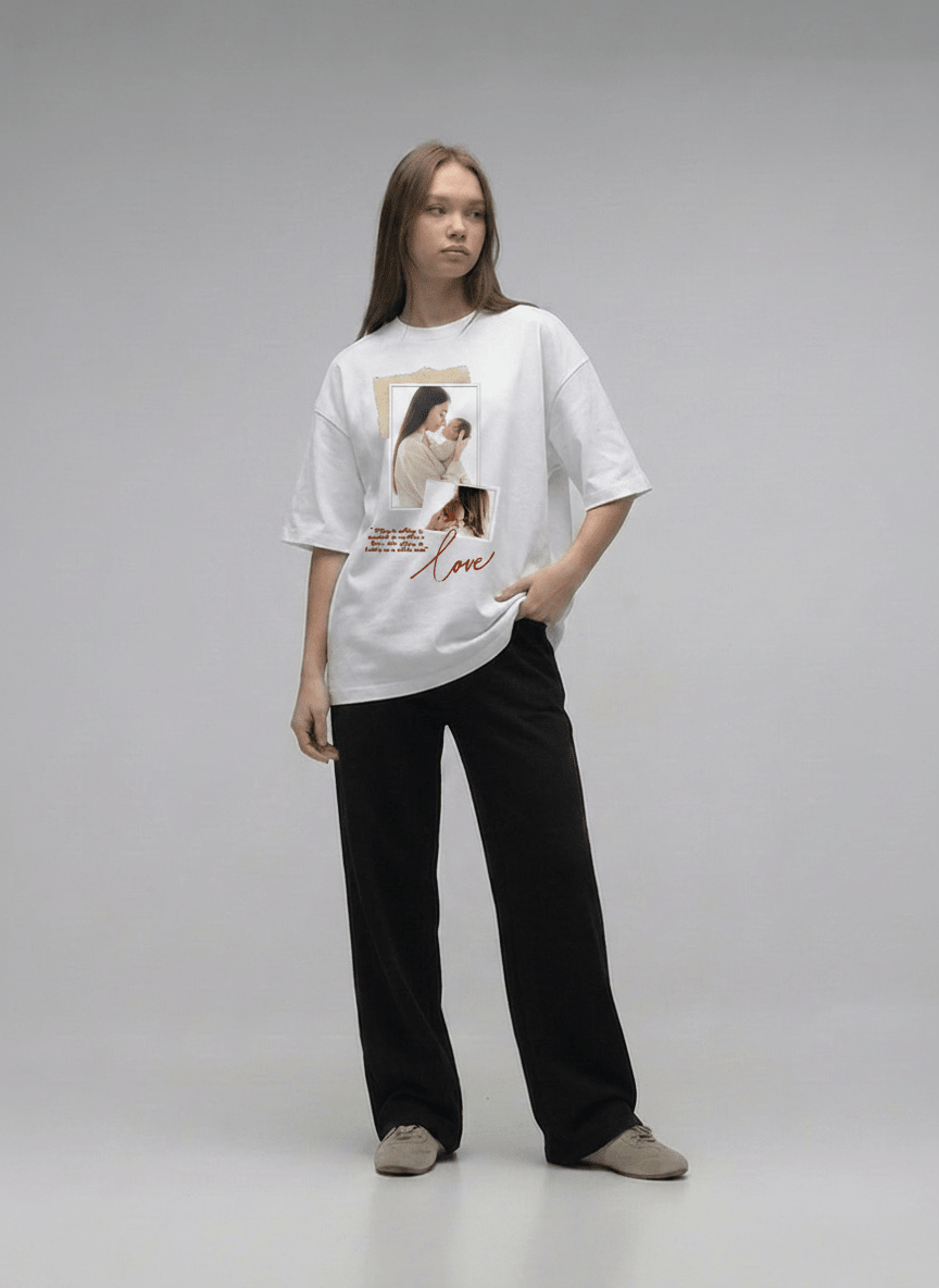 Custom Mom & Child Memory Off-White T-Shirt - Awara Bacha