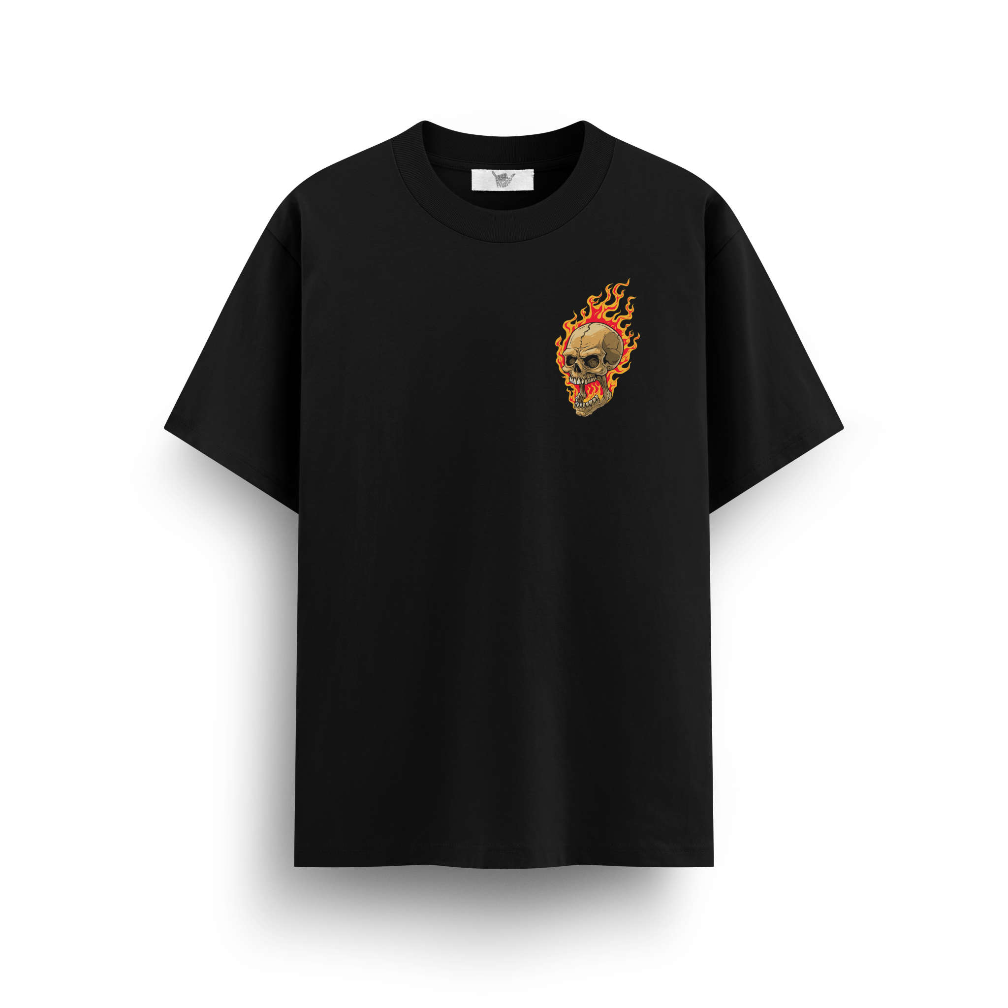 Flaming Skull Black Oversize T-Shirt - Awara Bacha