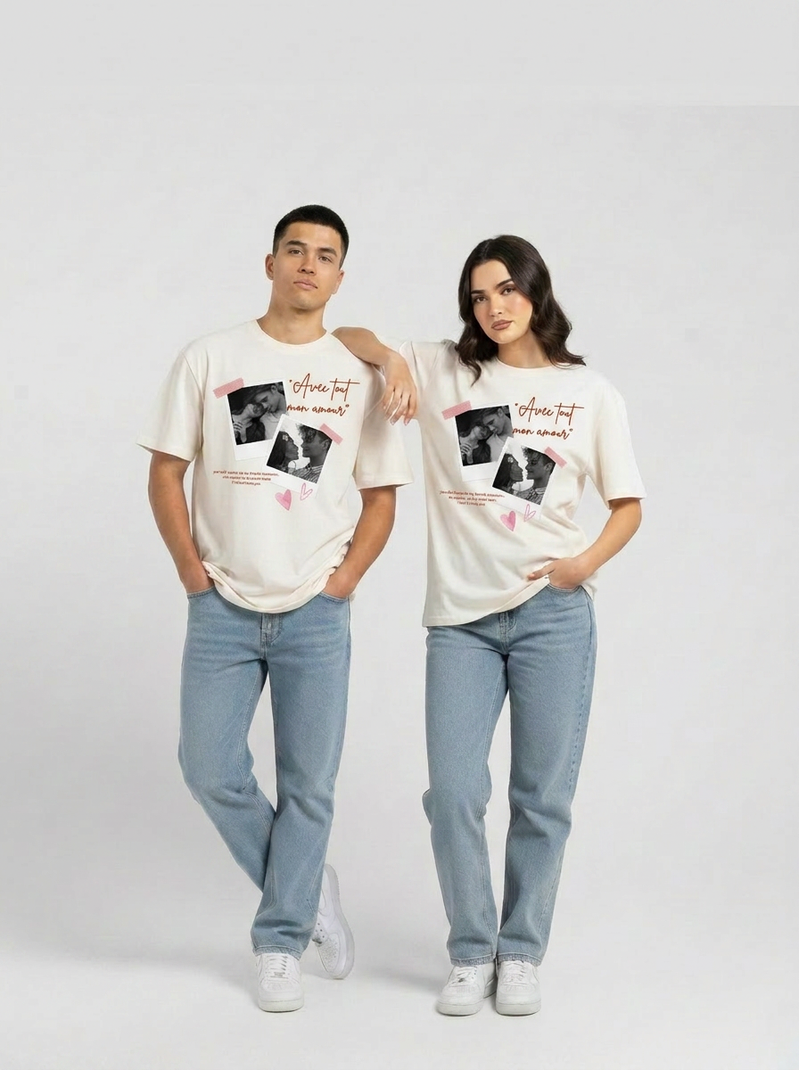 Forever Together Customized Photo Off-White T-Shirt