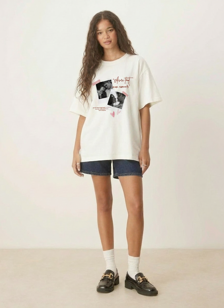 Forever Together Customized Photo Off-White T-Shirt