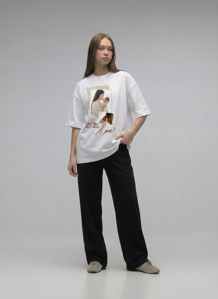 Custom Mom & Child Memory Off-White T-Shirt