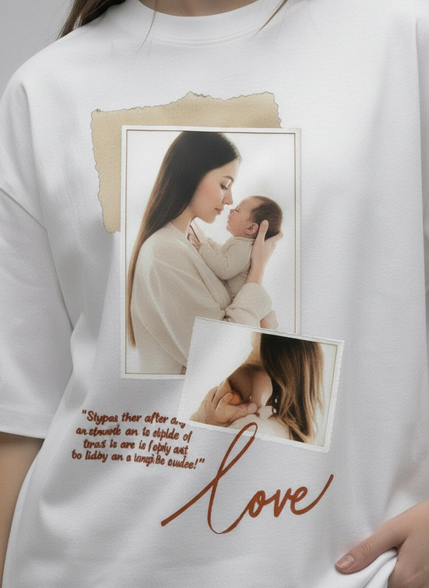 Custom Mom & Child Memory Off-White T-Shirt
