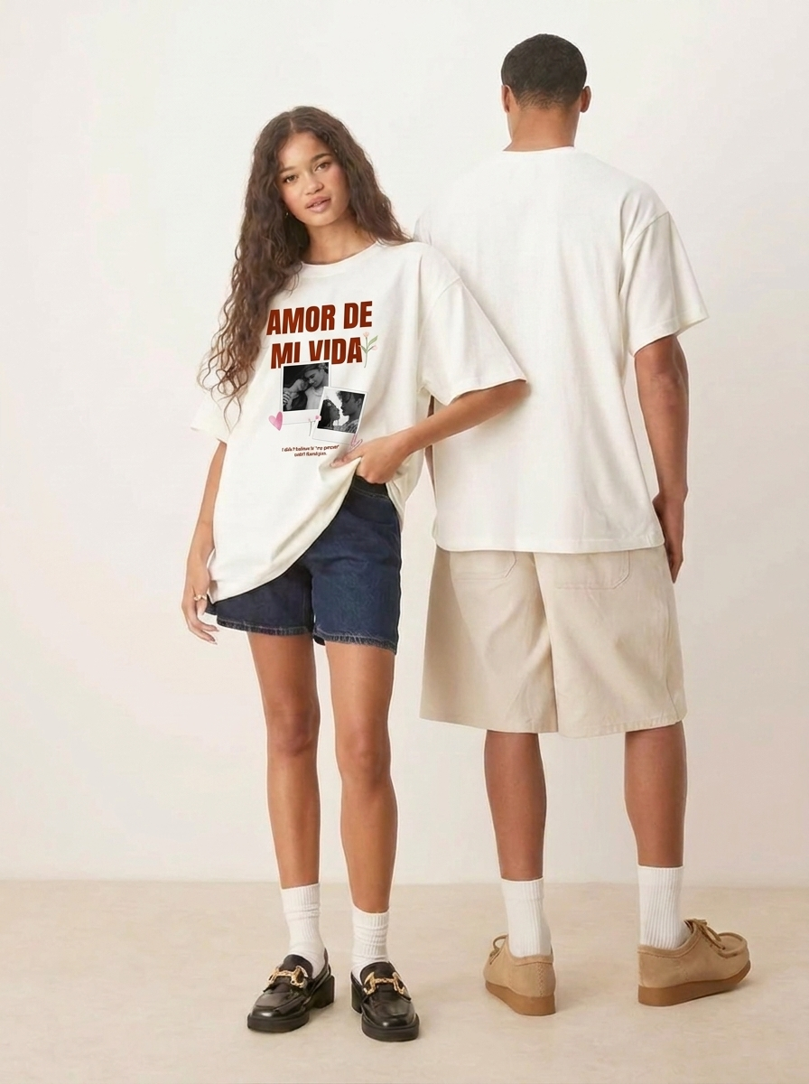 Personalized Photo Graphic Off-White T-Shirt