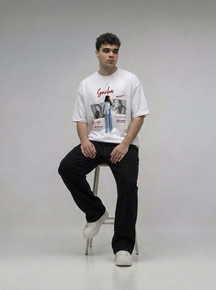 Love Moments Custom Printed Off-White T-Shirt