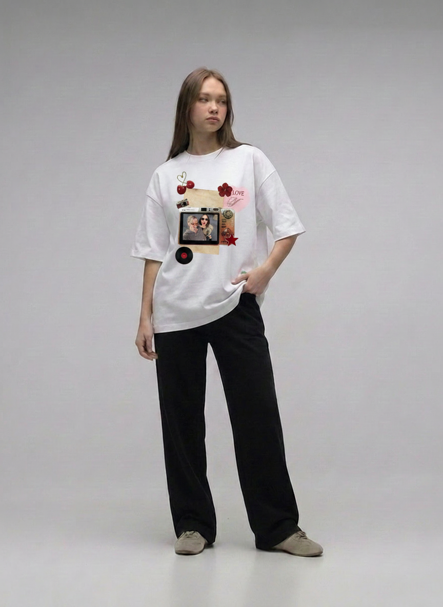 Custom Best Friend Printed Off-White T-Shirt