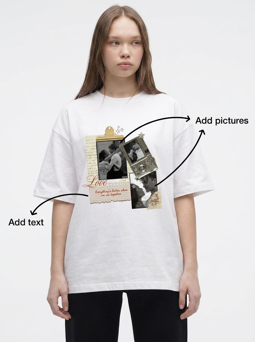 Custom Romantic Photo Off-White T-Shirt