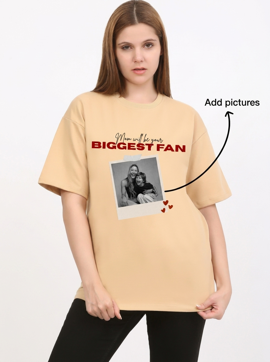 Mother Love Customized Photo Beige T-Shirt