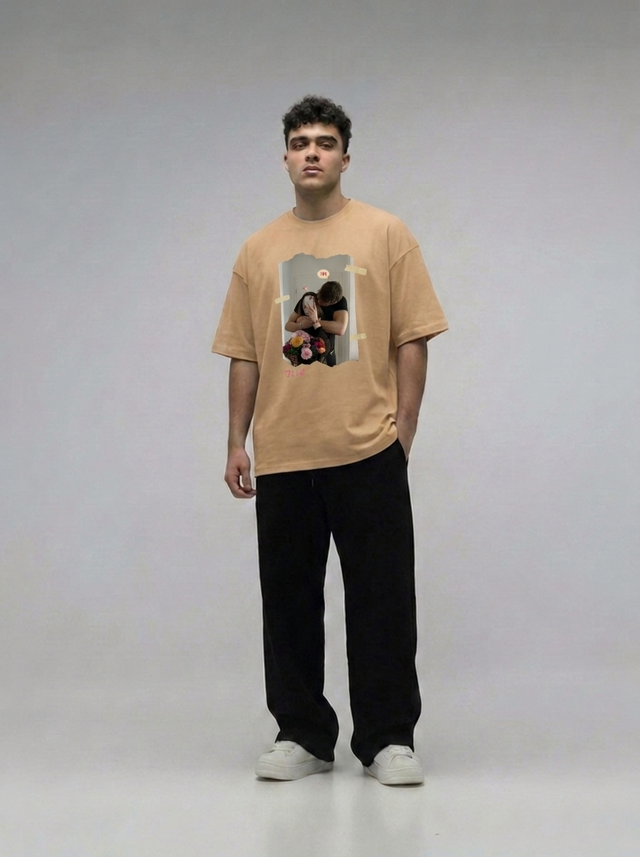 Forever Us Custom Printed Beige T-Shirt