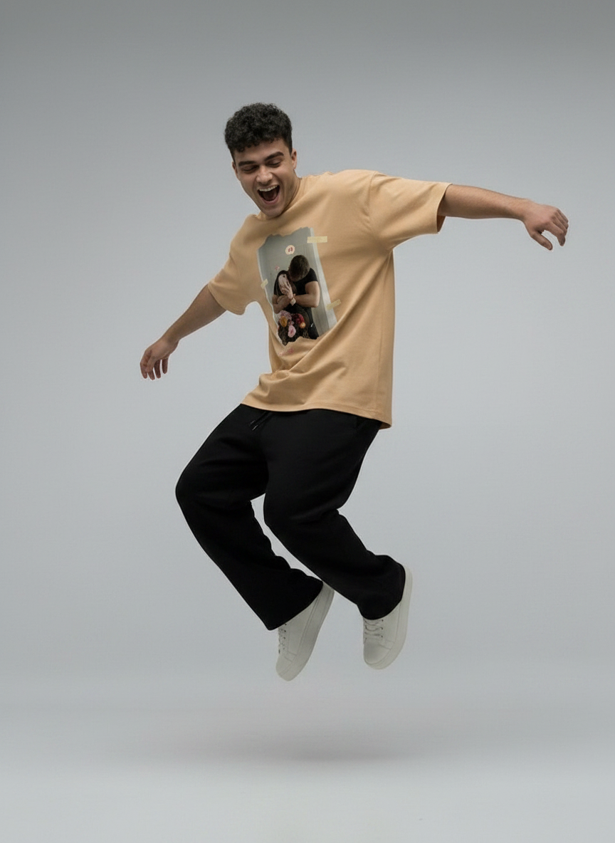 Forever Us Custom Printed Beige T-Shirt