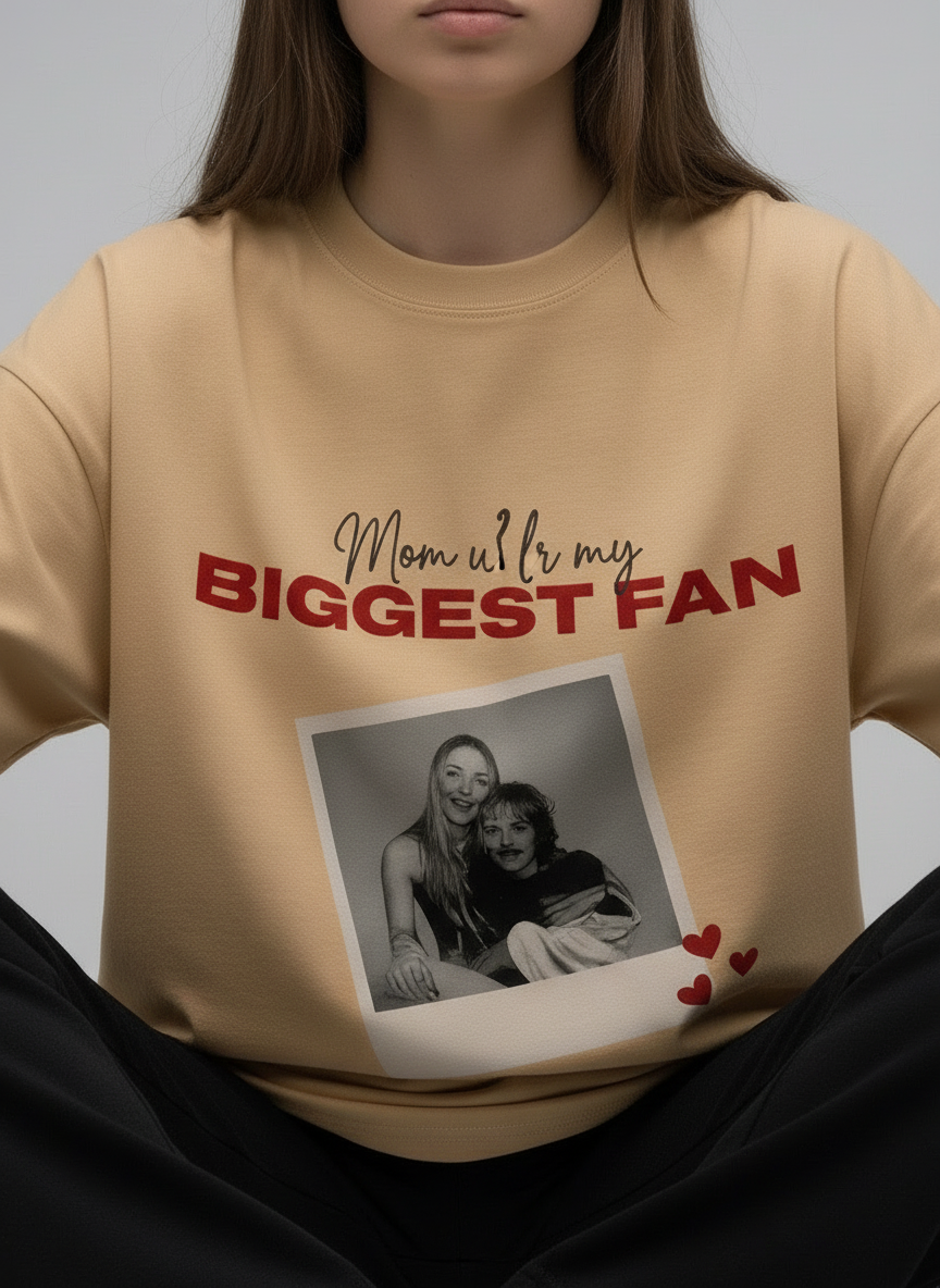Mother Love Customized Photo Beige T-Shirt