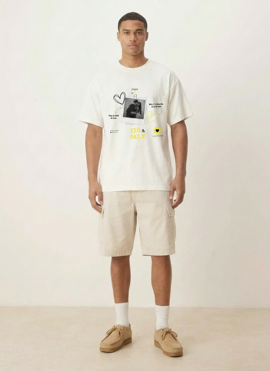 Love Moments Custom Printed Off-White T-Shirt