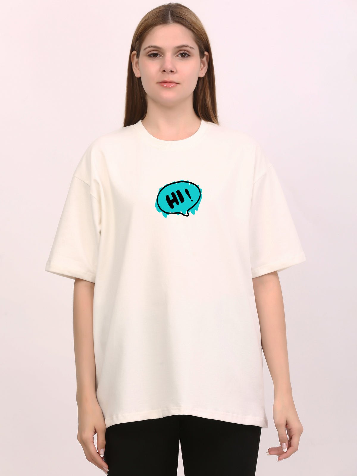 Hi Doodle Emotion Wave Off - White Oversize T-Shirt - Awara Bacha