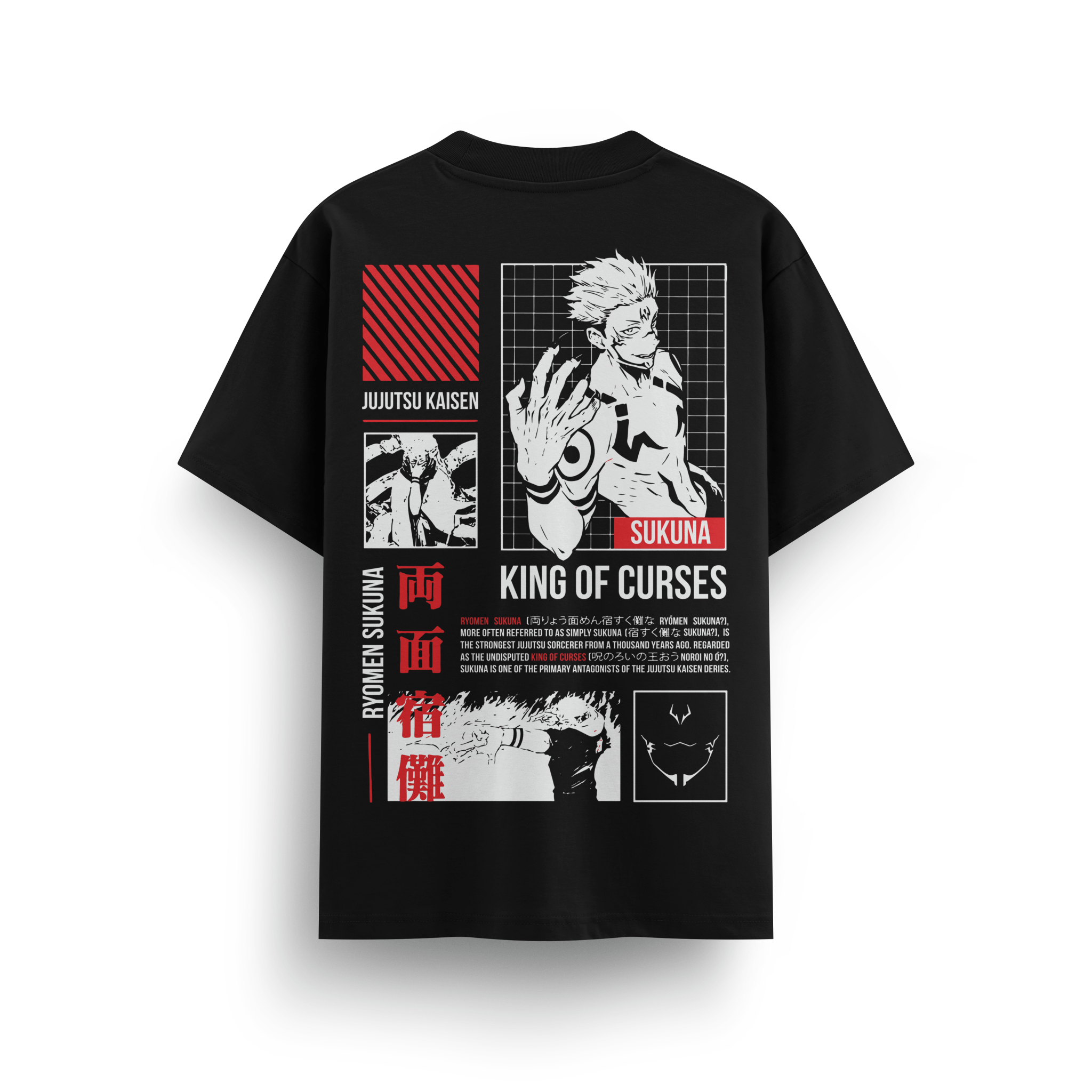 Jujutsu Black Oversize T-Shirt - Awara Bacha