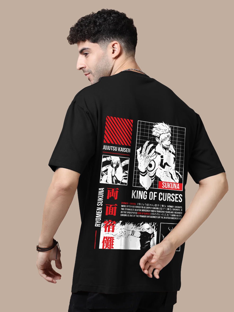 Jujutsu Black Oversize T-Shirt - Awara Bacha