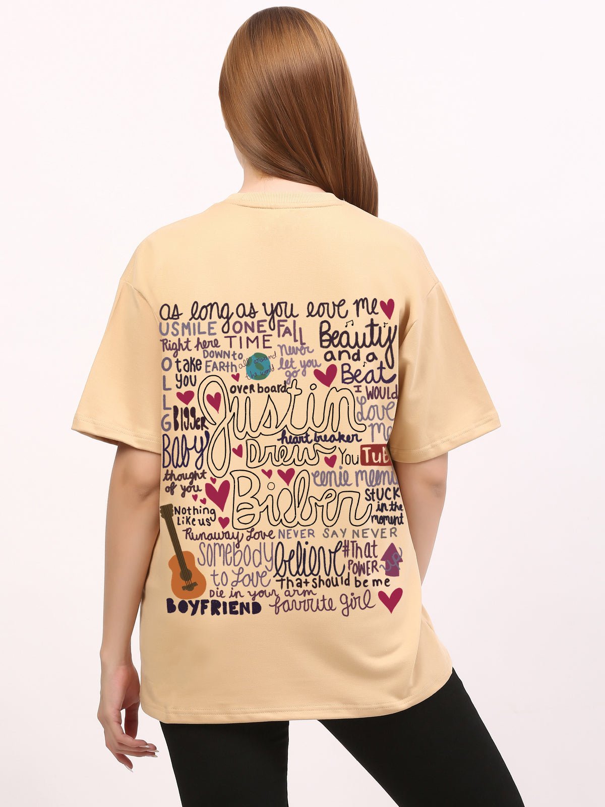 Justin Bieber Beige Oversize T-Shirt - Awara Bacha