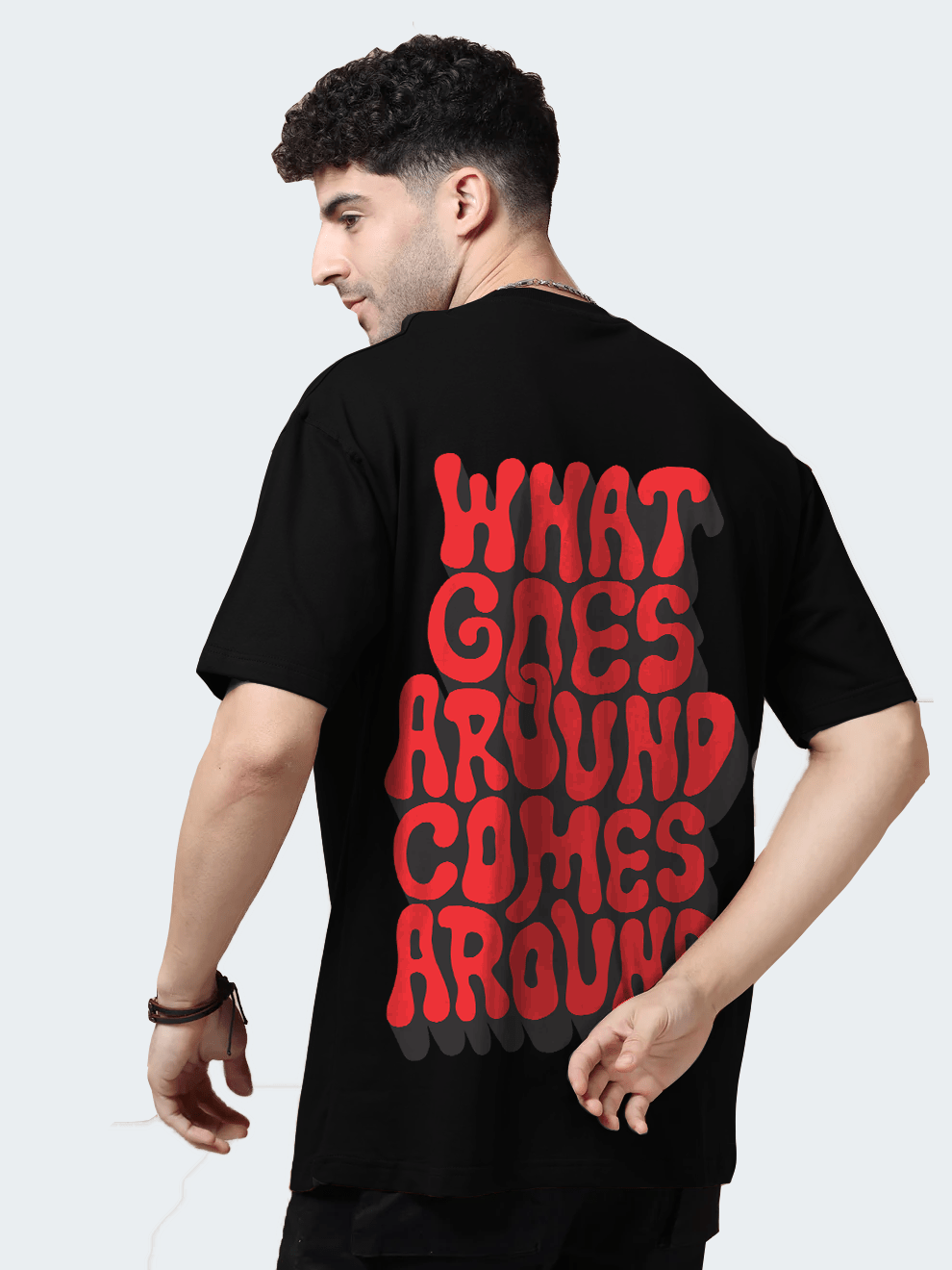 Karma Black Oversize T-Shirt - Awara Bacha