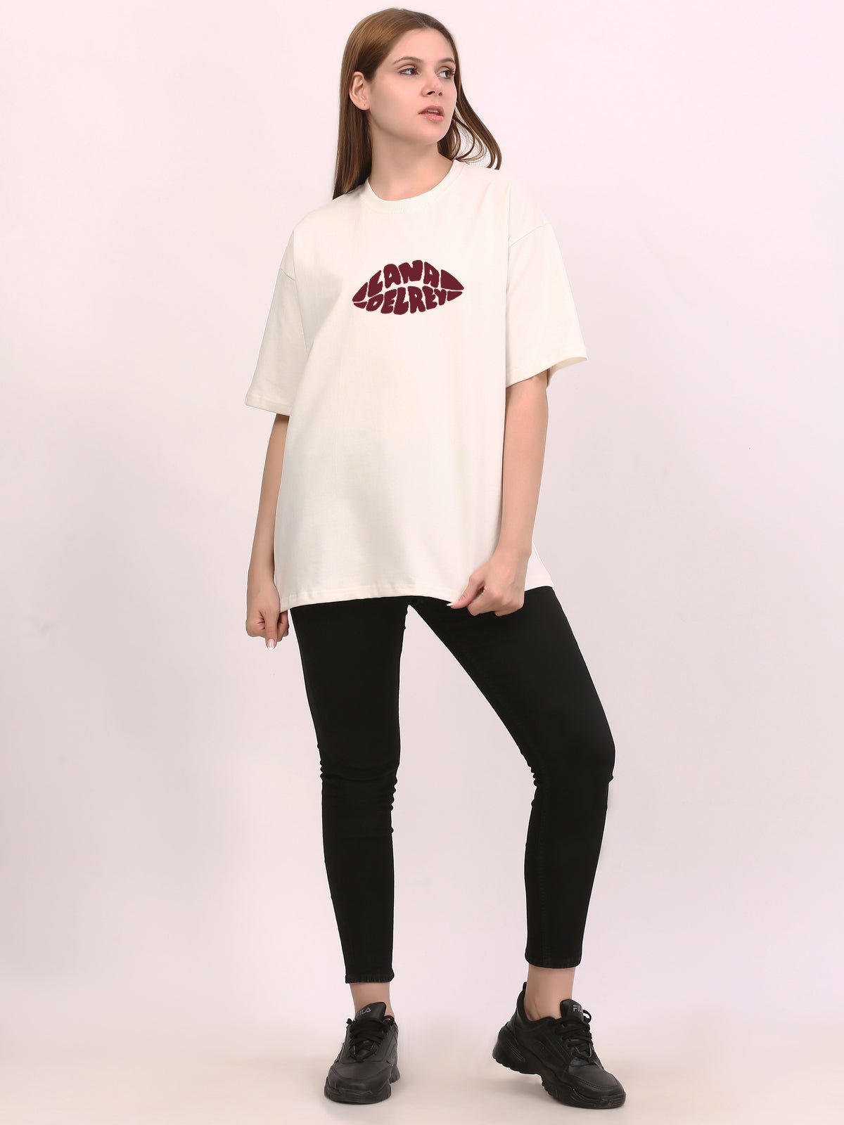 Lana Dey Rey Queen Off - White Oversize T-Shirt - Awara Bacha