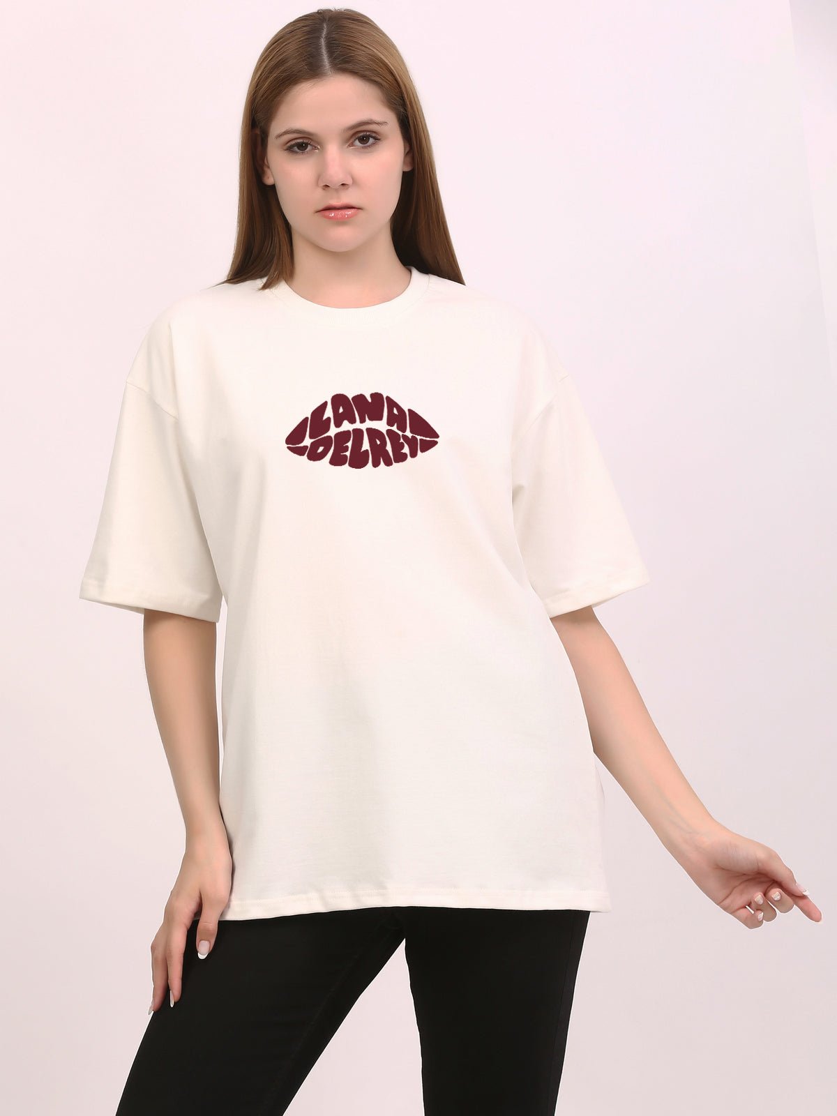 Lana Dey Rey Queen Off - White Oversize T-Shirt - Awara Bacha