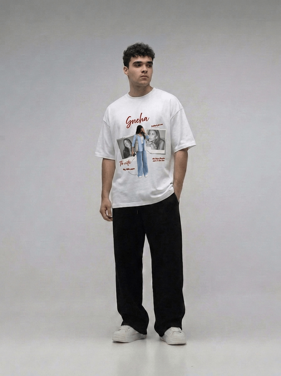 Love Moments Custom Printed Off-White T-Shirt - Awara Bacha