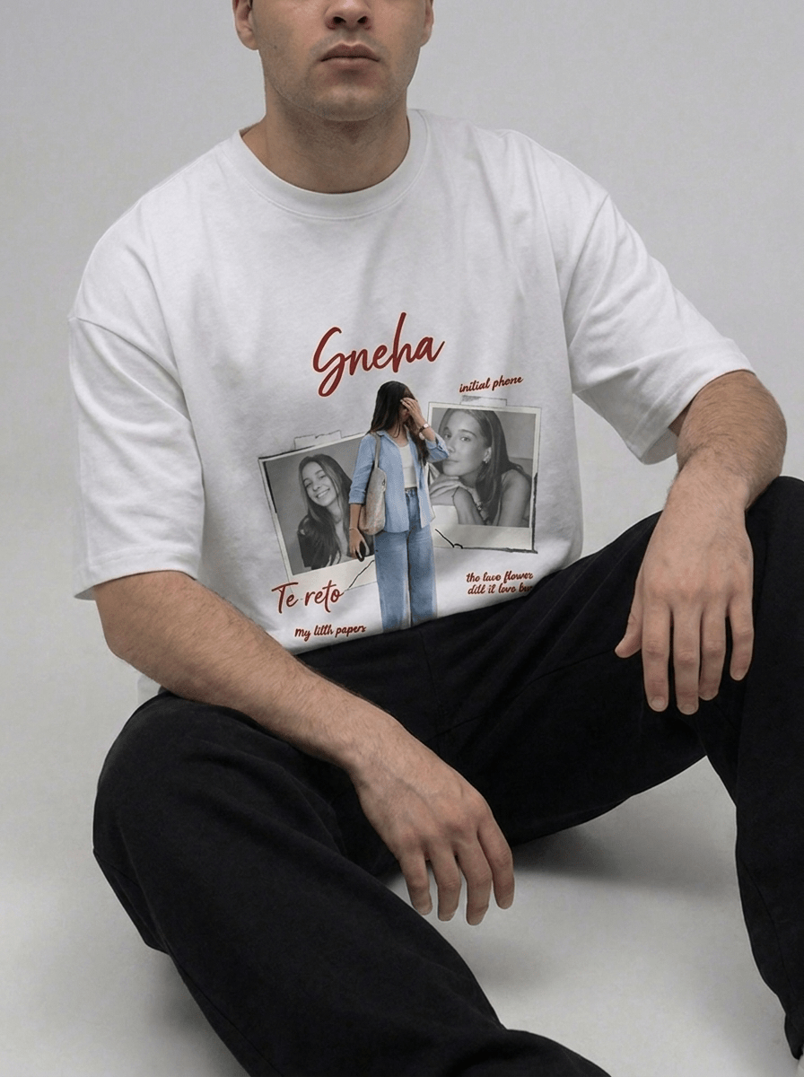 Love Moments Custom Printed Off-White T-Shirt - Awara Bacha