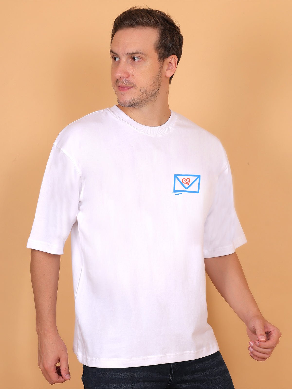 Message Doodle White Oversize T-Shirt - Awara Bacha