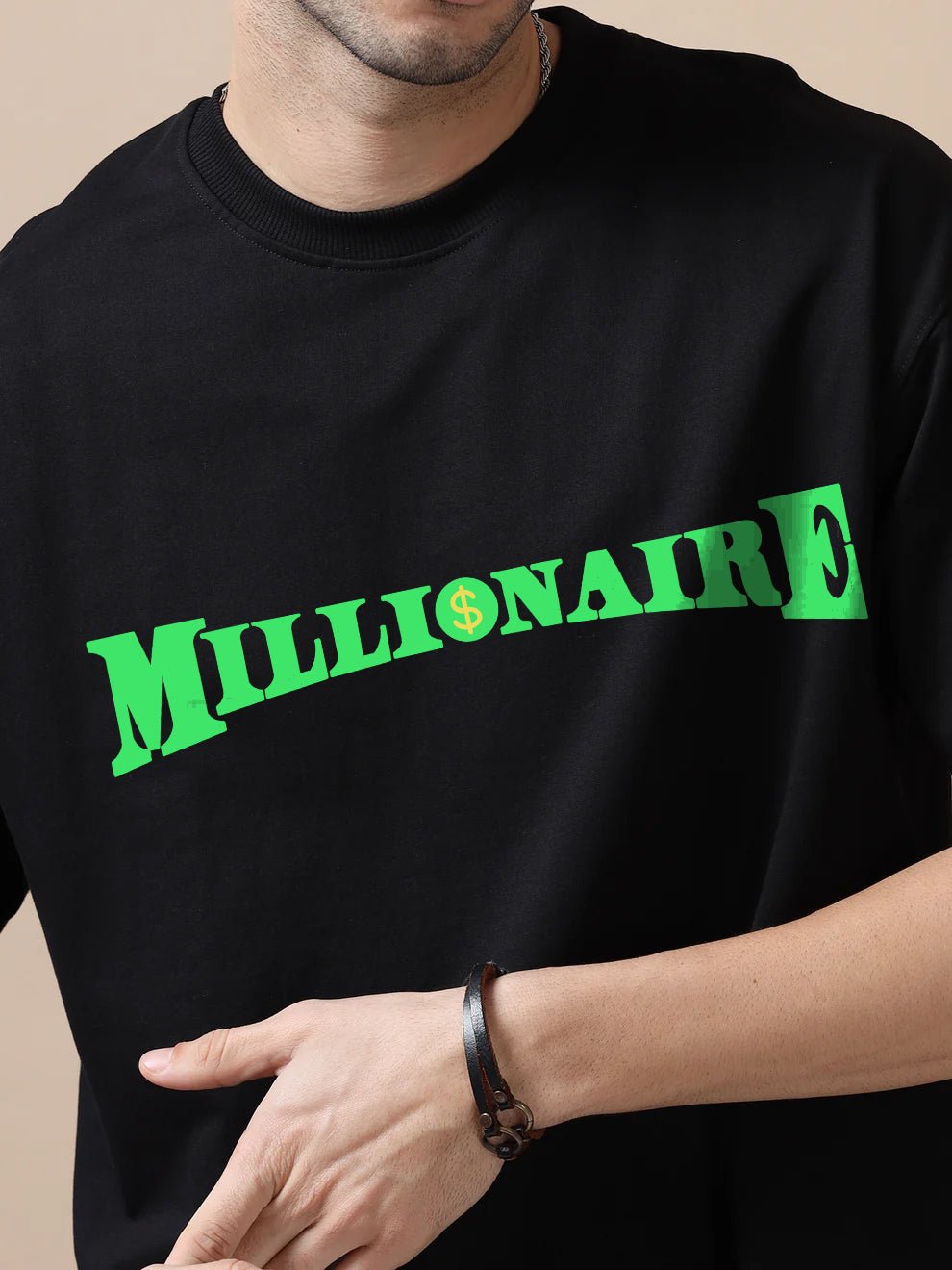 Millionaire Black Oversize T-Shirt - Awara Bacha