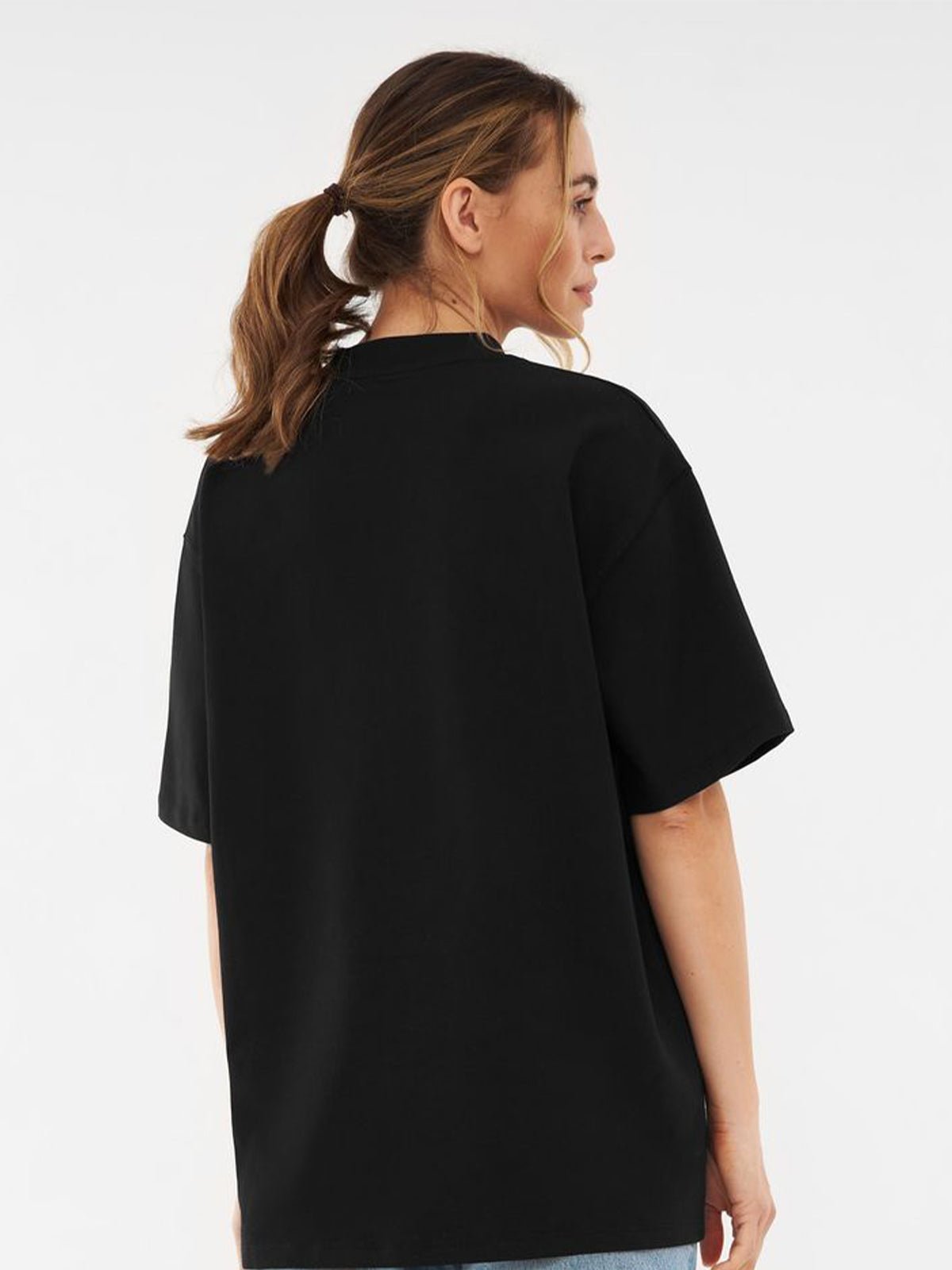 Monday Blues Oversize Black T-Shirt - Awara Bacha