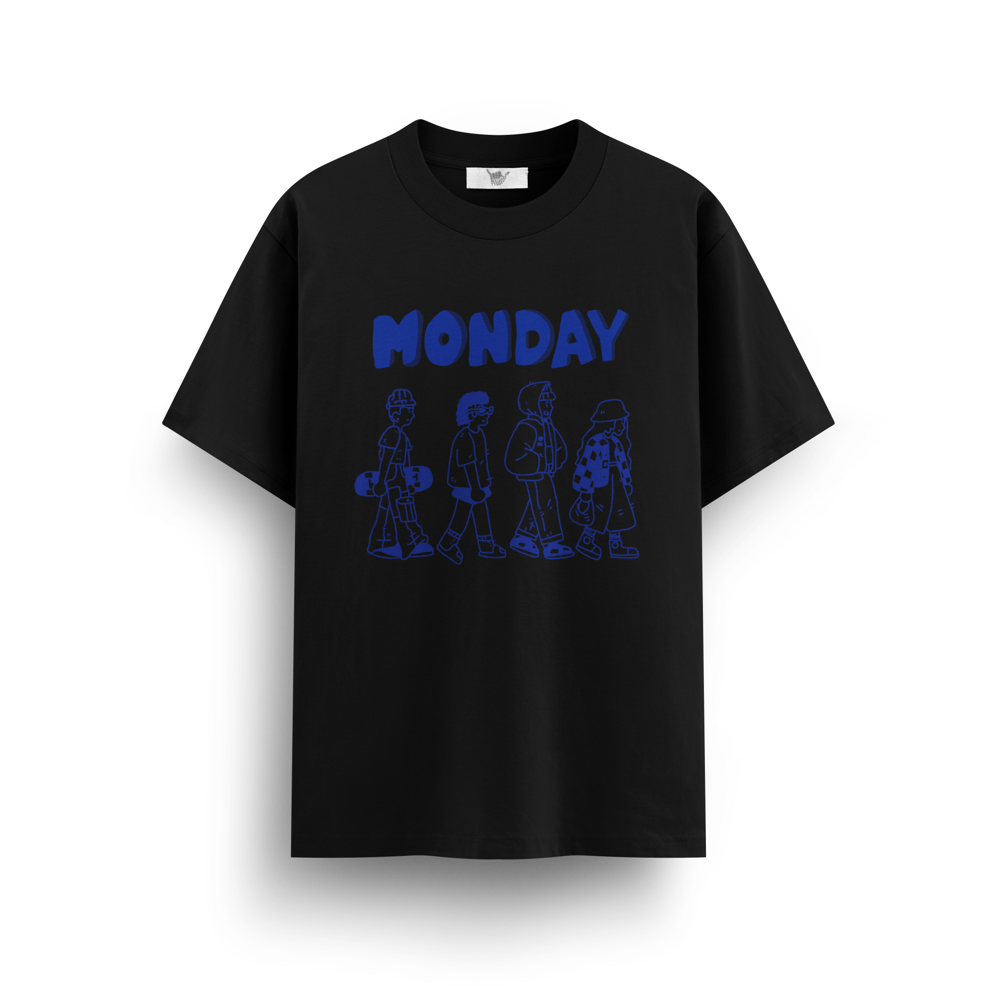 Monday Blues Oversize Black T-Shirt - Awara Bacha