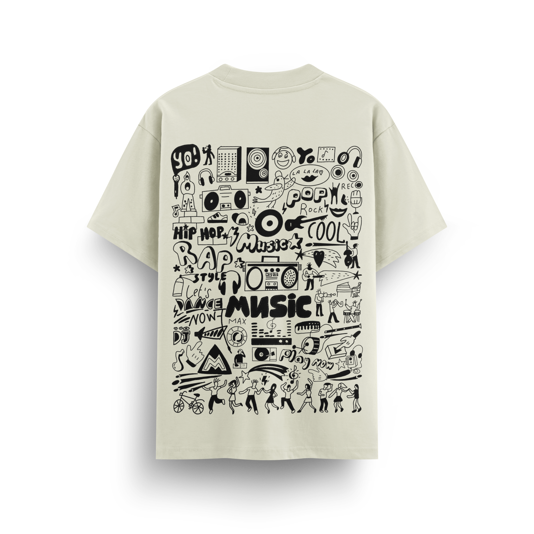 Music design Off - White Oversize T-Shirt - Awara Bacha