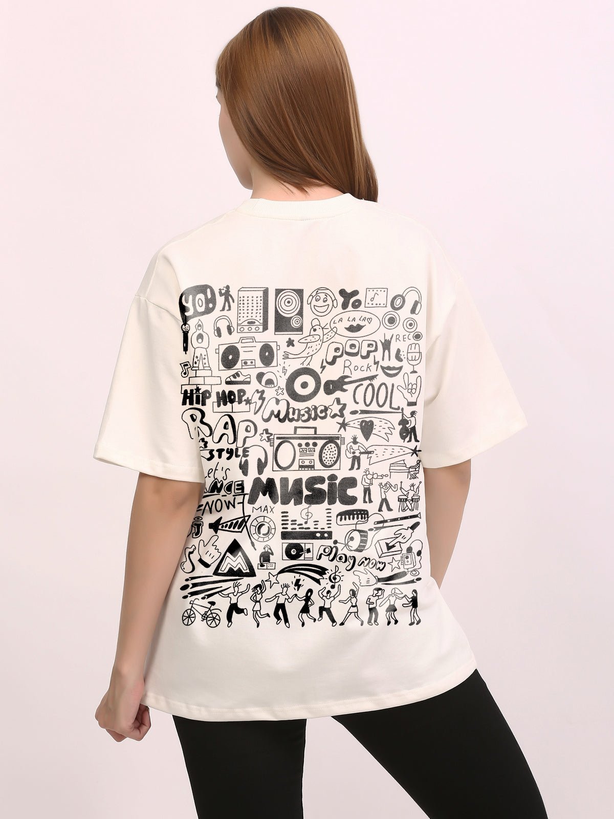 Music design Off - White Oversize T-Shirt - Awara Bacha
