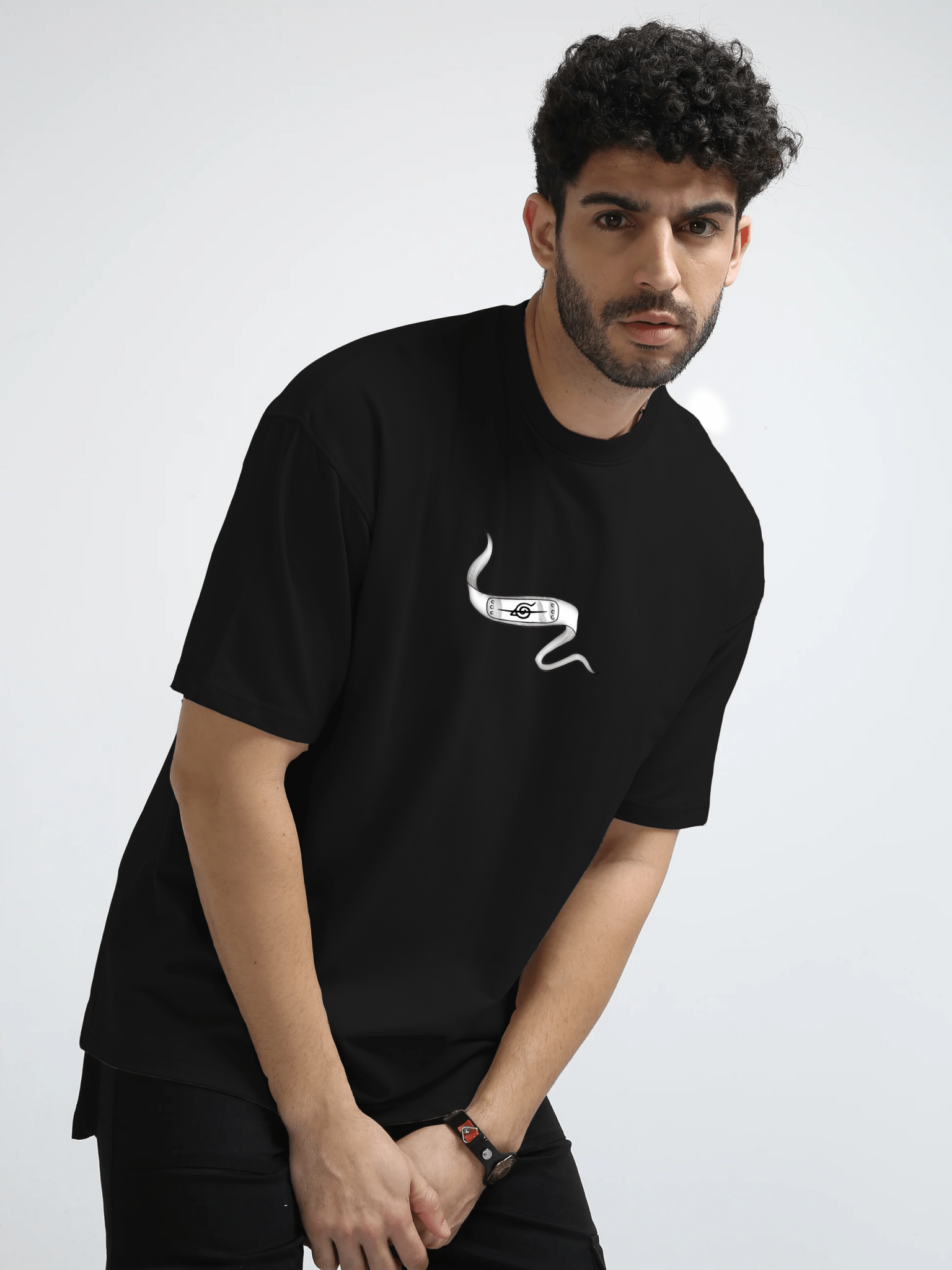 Naruto Headband Black Oversize T-Shirt - Awara Bacha