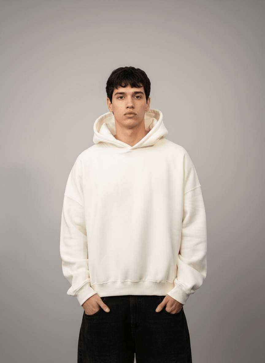 Off White Oversize Hoodie - Awara Bacha