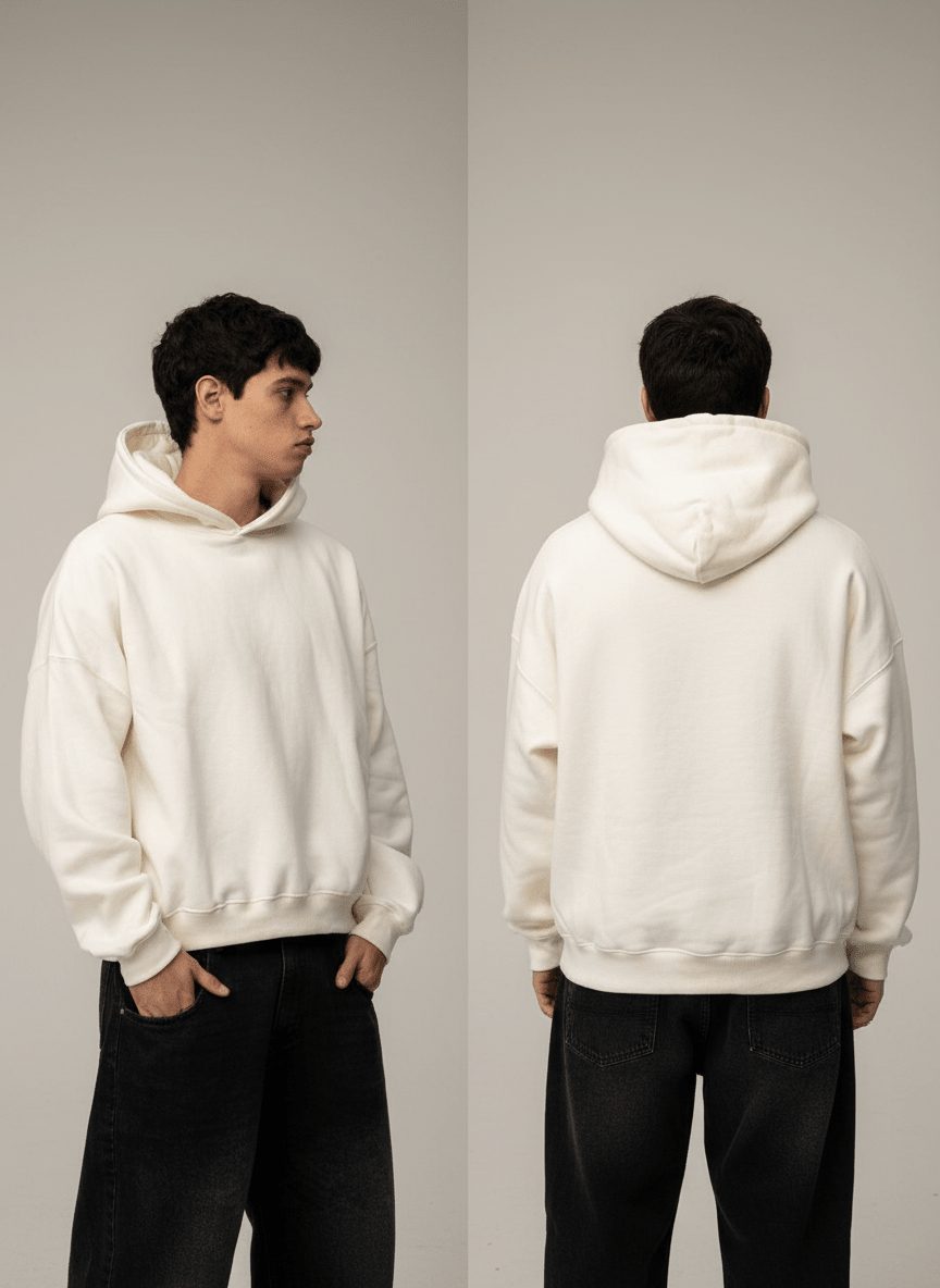 Off White Oversize Hoodie - Awara Bacha
