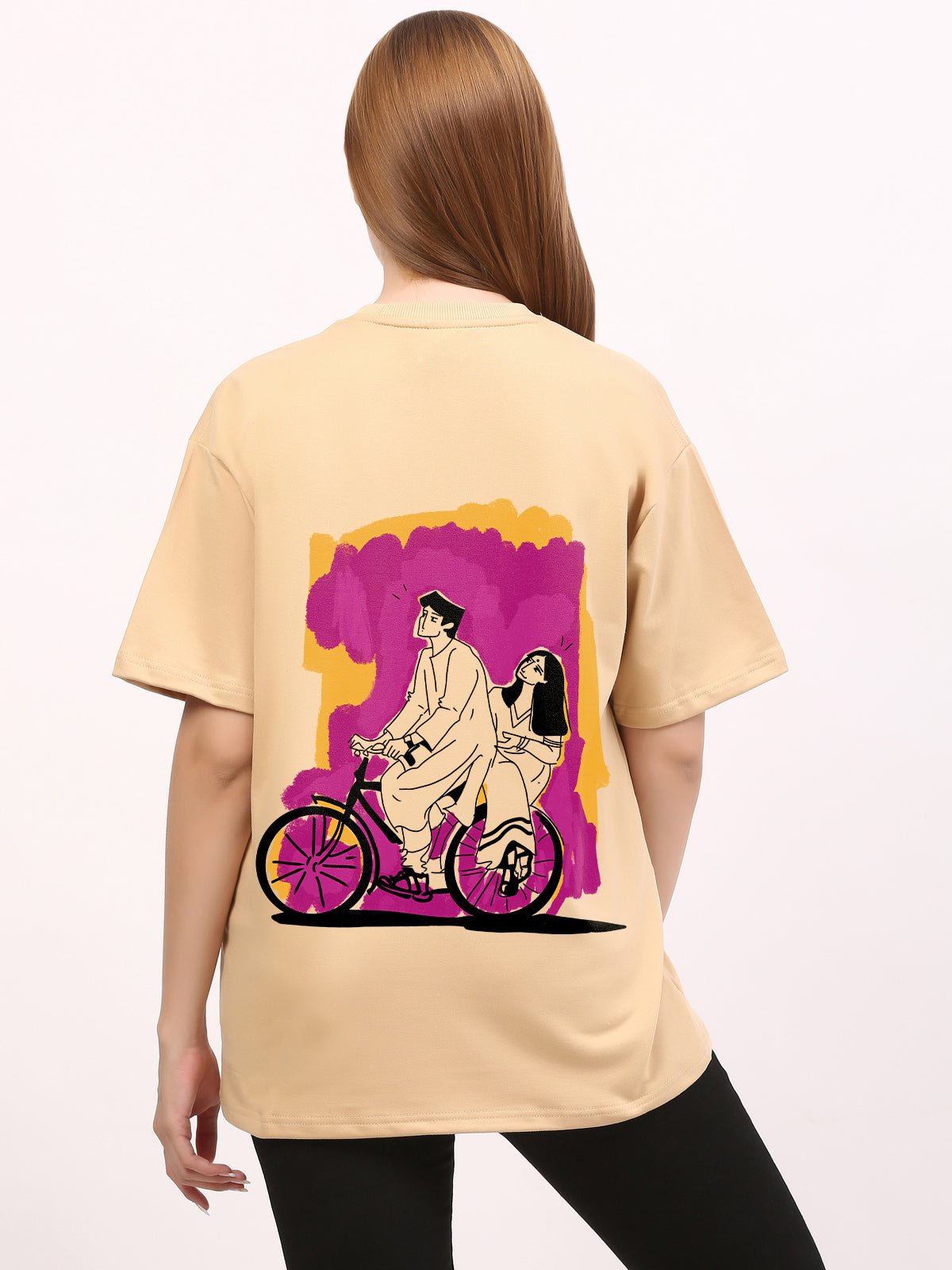 Old Schooll Beige Oversize T-Shirt - Awara Bacha