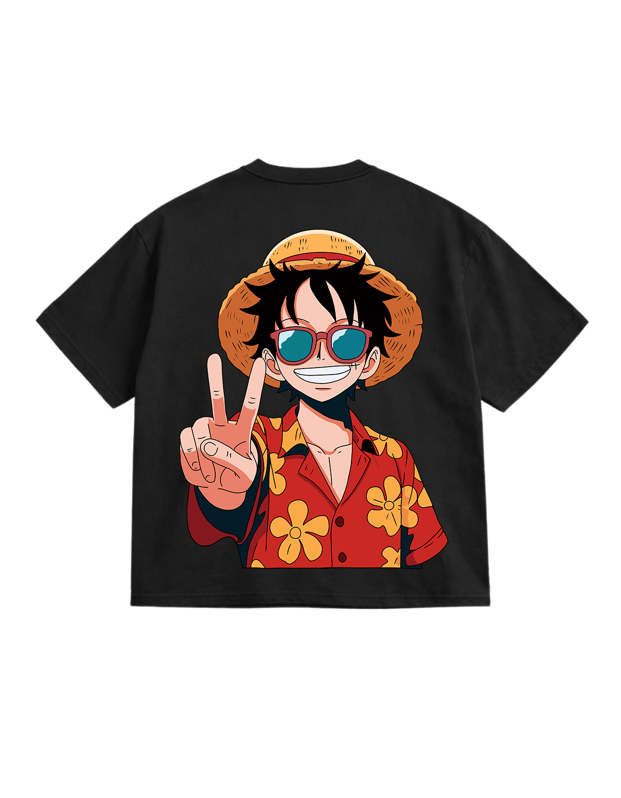 One Piece Black Oversize T-Shirt - Awara Bacha