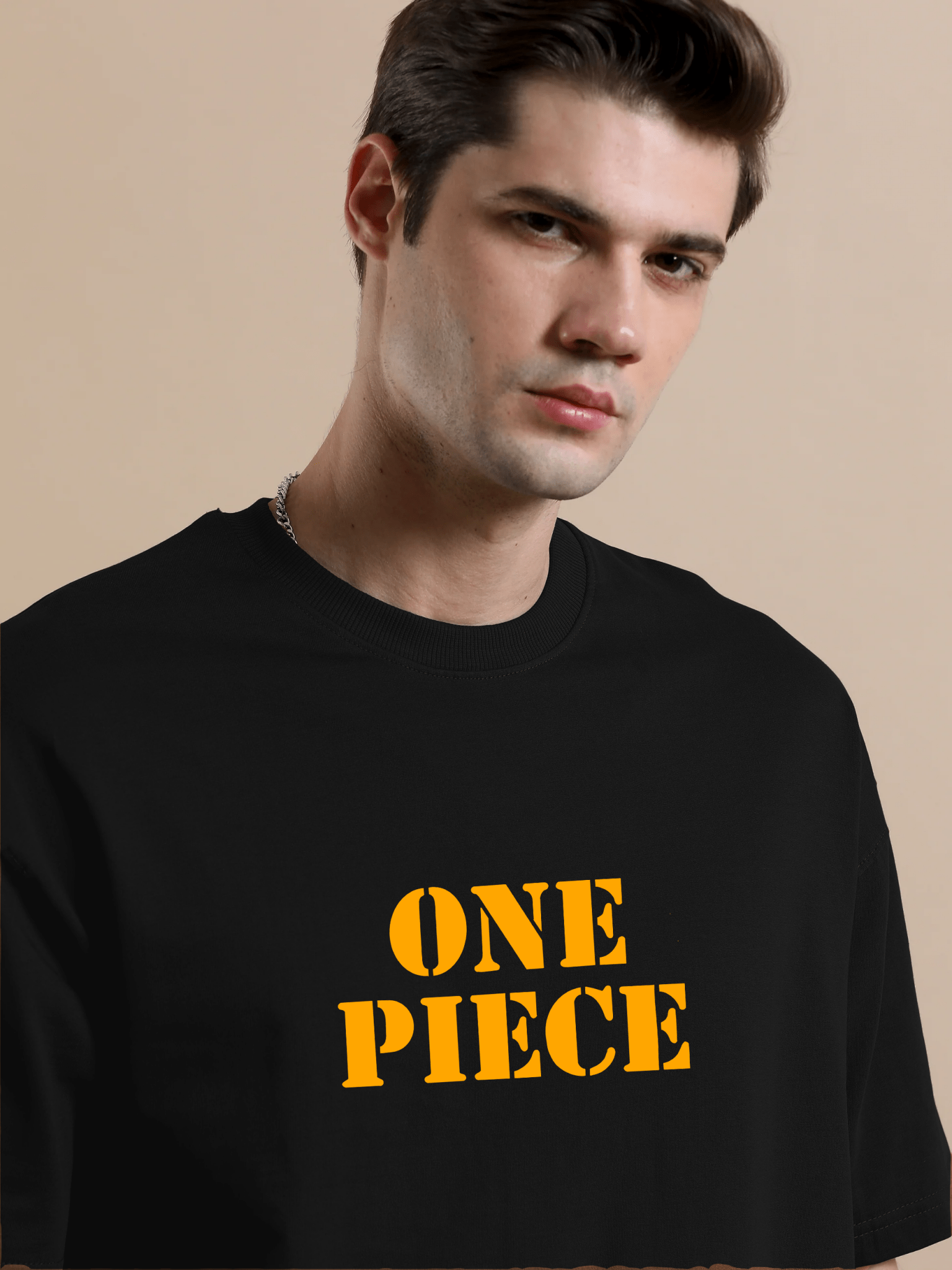 One Piece Black Oversize T-Shirt - Awara Bacha