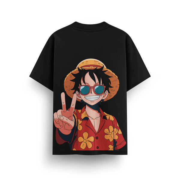 One Piece Black Oversize T-Shirt - Awara Bacha