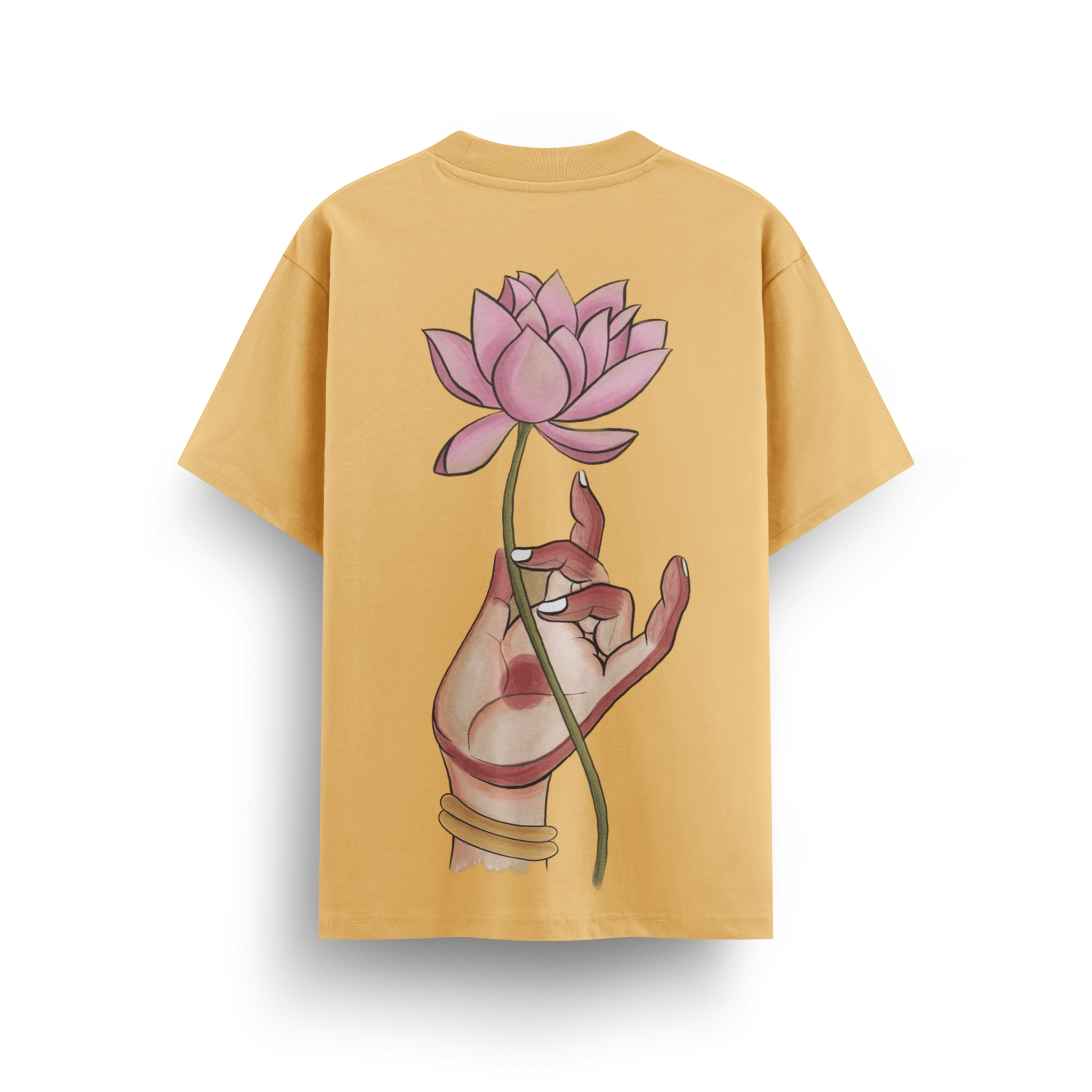 Peace with lotus Beige Oversize T-Shirt - Awara Bacha