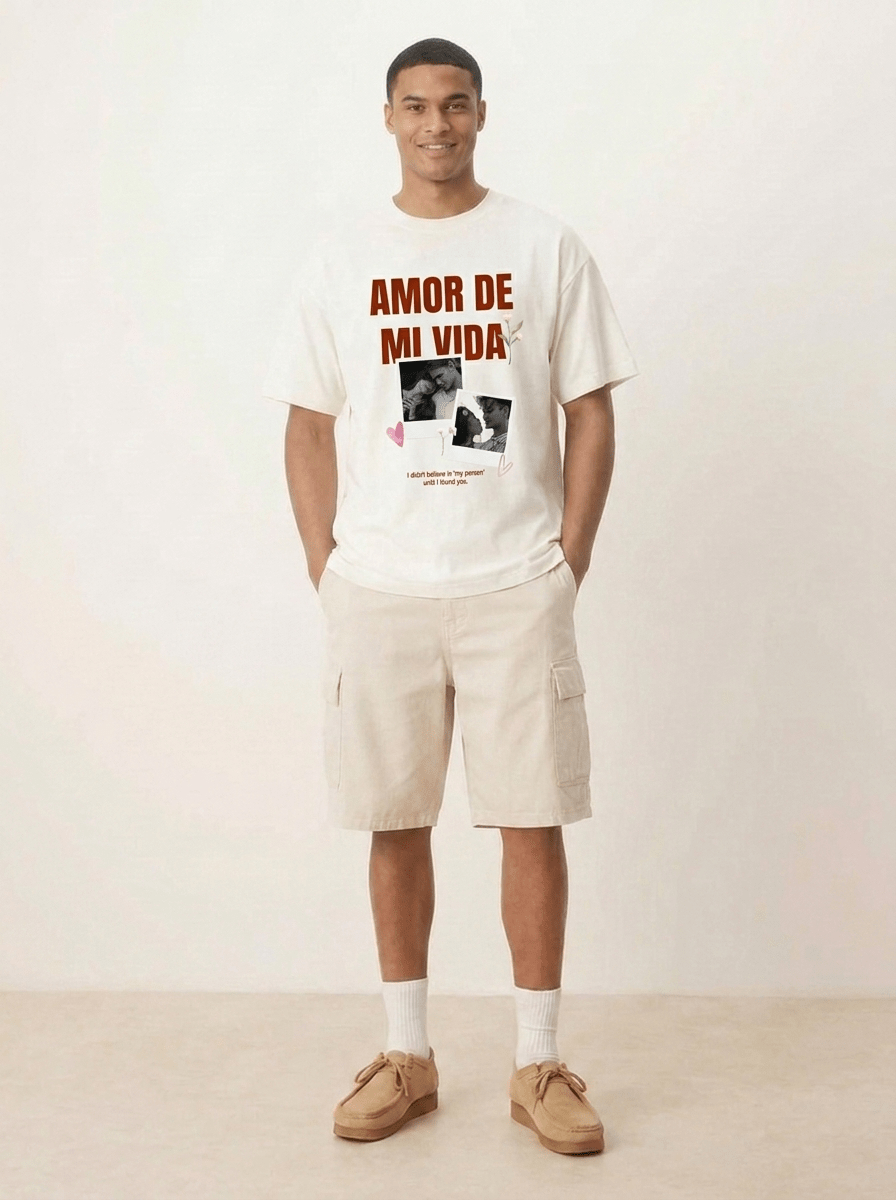 Personalized Photo Graphic Off-White T-Shirt - Awara Bacha