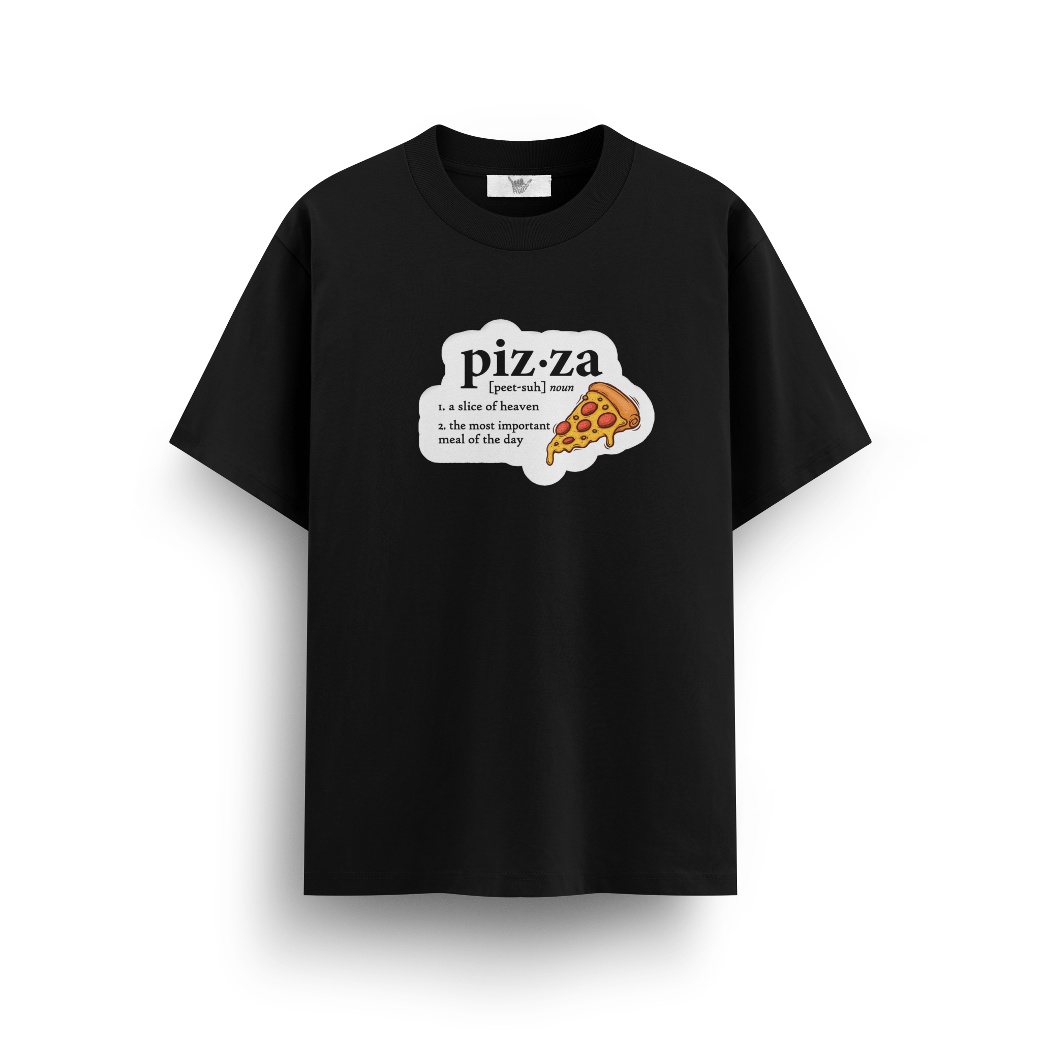 Pizza Black Oversize T-Shirt - Awara Bacha