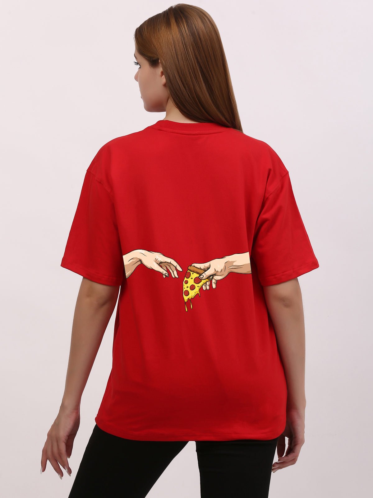 Pizza Oversize Red T-Shirt - Awara Bacha
