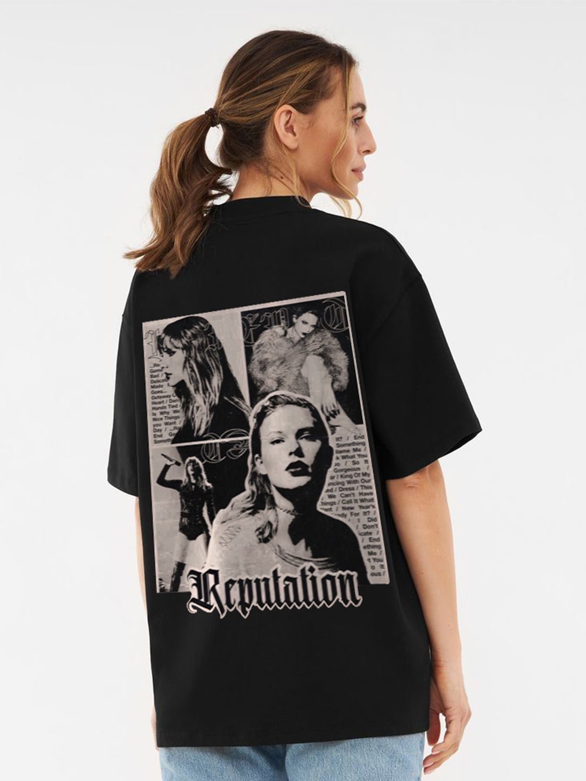 Reputation Taylor Swift Black Oversize T-Shirt - Awara Bacha