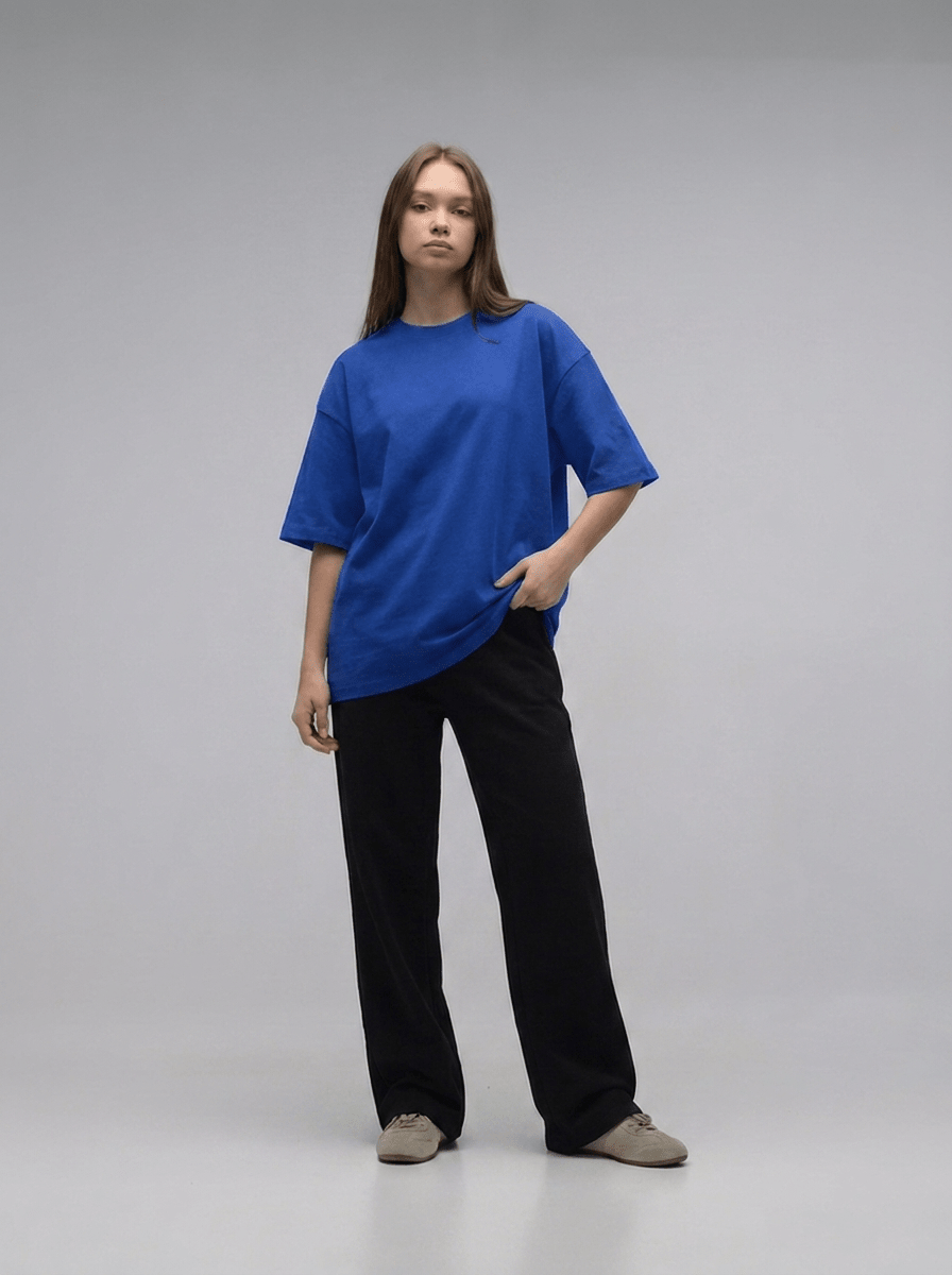 Royal Blue Oversize T-Shirt - Awara Bacha