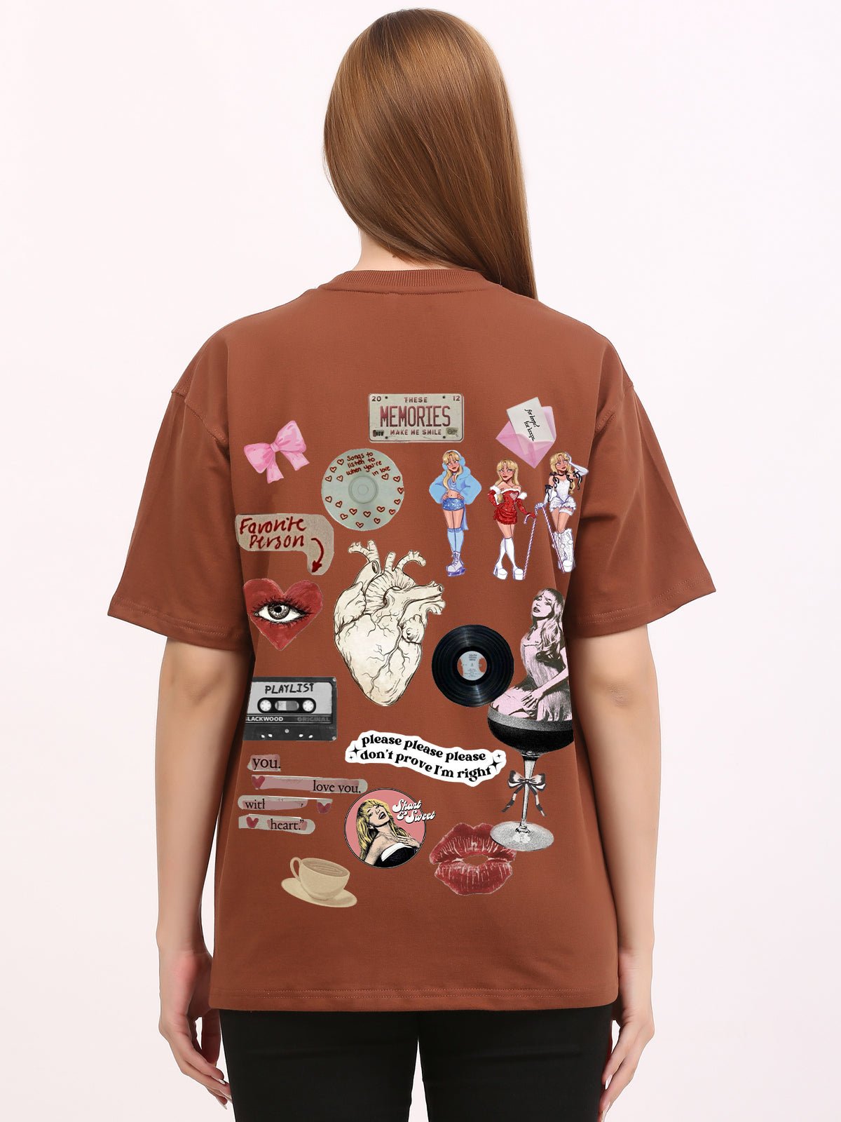 Sabrina Carpenter Brown Oversize T-Shirt - Awara Bacha
