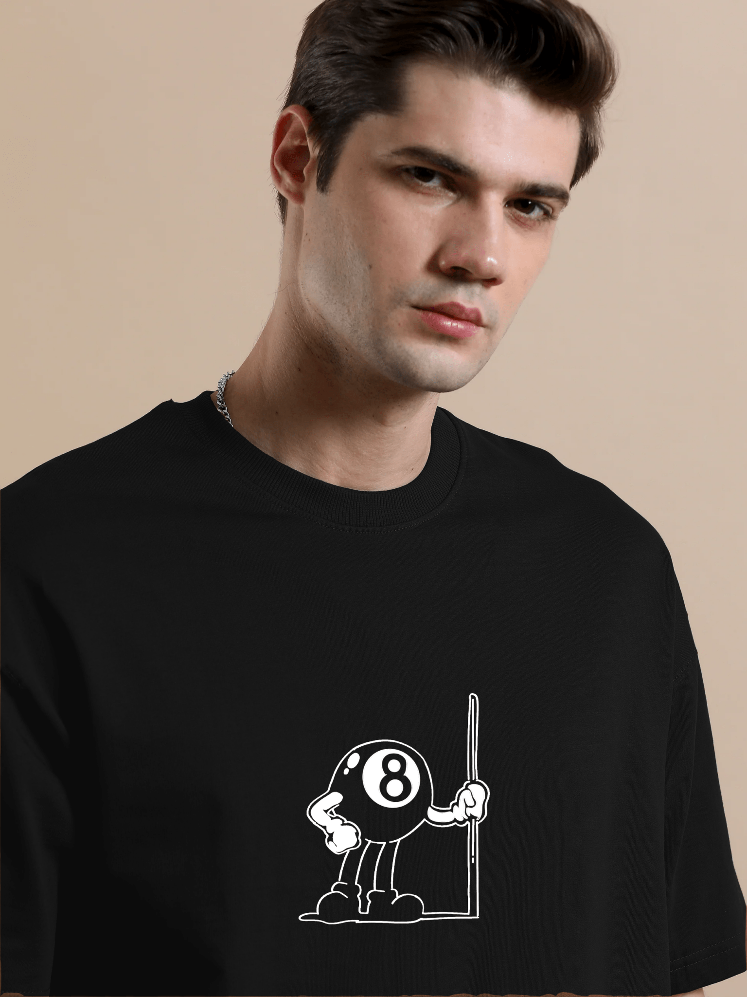 Snooker Pool Black Oversize T-Shirt - Awara Bacha