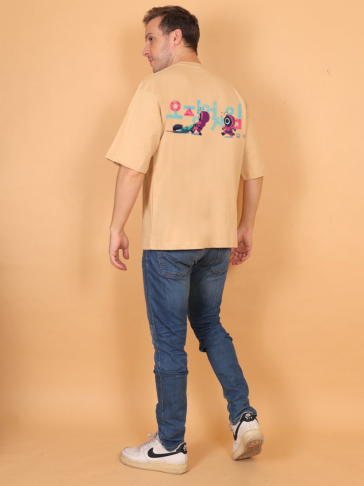 Squid Game Beige Oversize T-Shirt - Awara Bacha