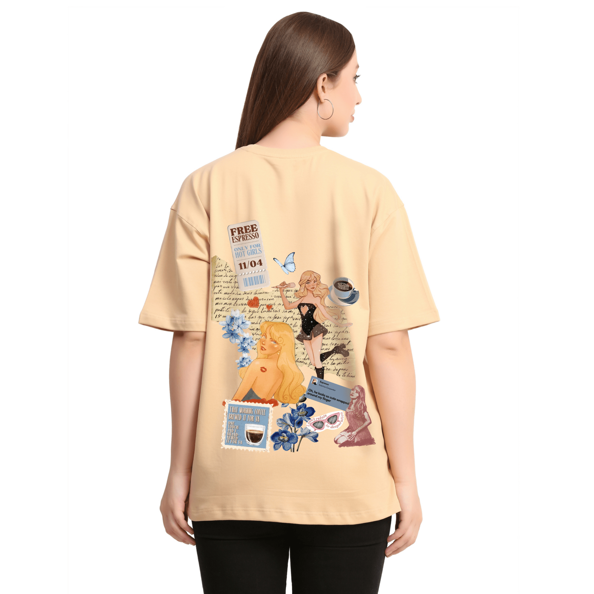 Thatsthatme Espresso Beige Oversize T-Shirt - Awara Bacha