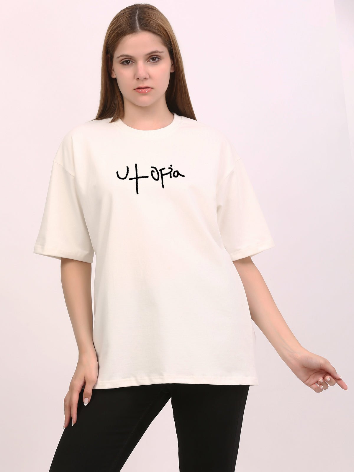 Utopia Off white Oversize T-Shirt - Awara Bacha
