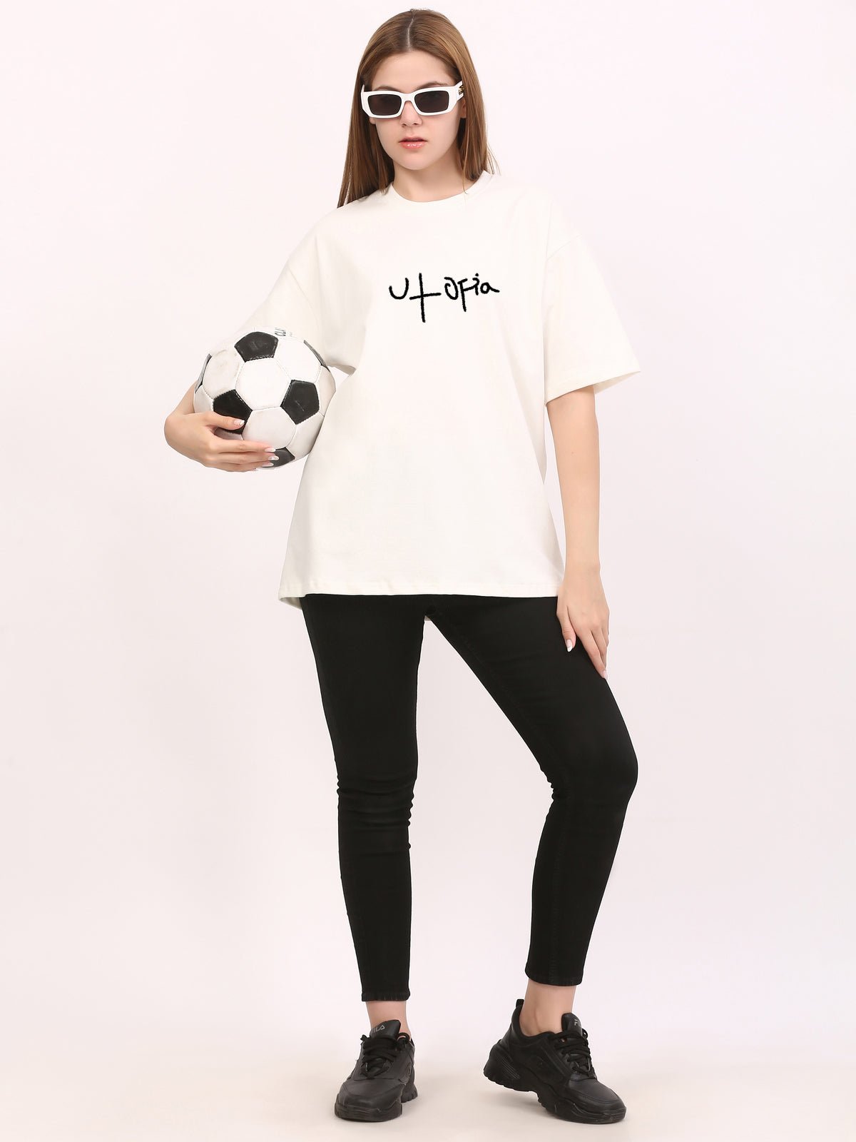 Utopia Off white Oversize T-Shirt - Awara Bacha