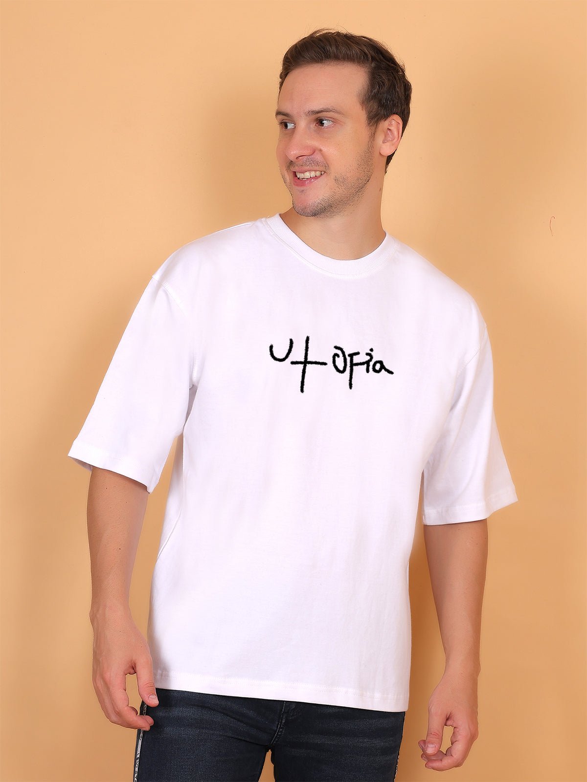 Utopia White Oversize T-Shirt - Awara Bacha